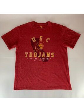 USC Trojans NCAA Red Fight On Short Sleeve Crewneck Shirt Mens Large